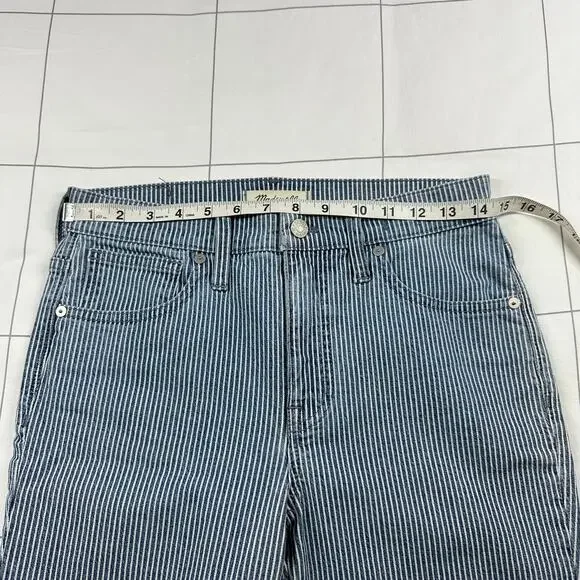 Madewell Jeans Womens 27 Blue White Piper Striped 9" Mid Rise Skinny Railroad - Picture 7 of 12